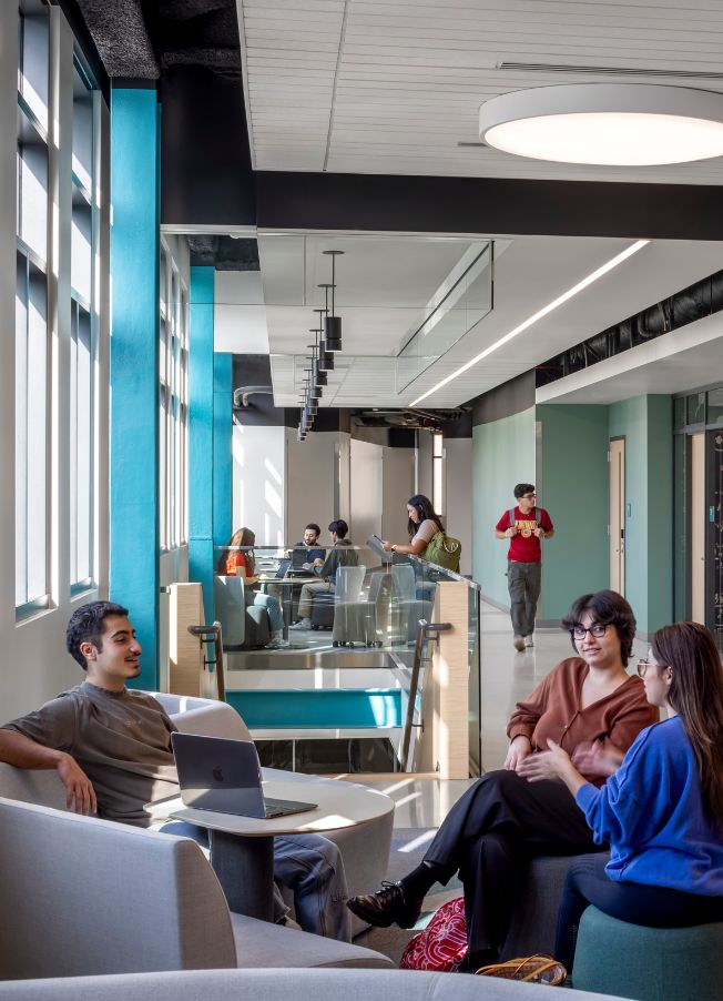 Students in the BV building