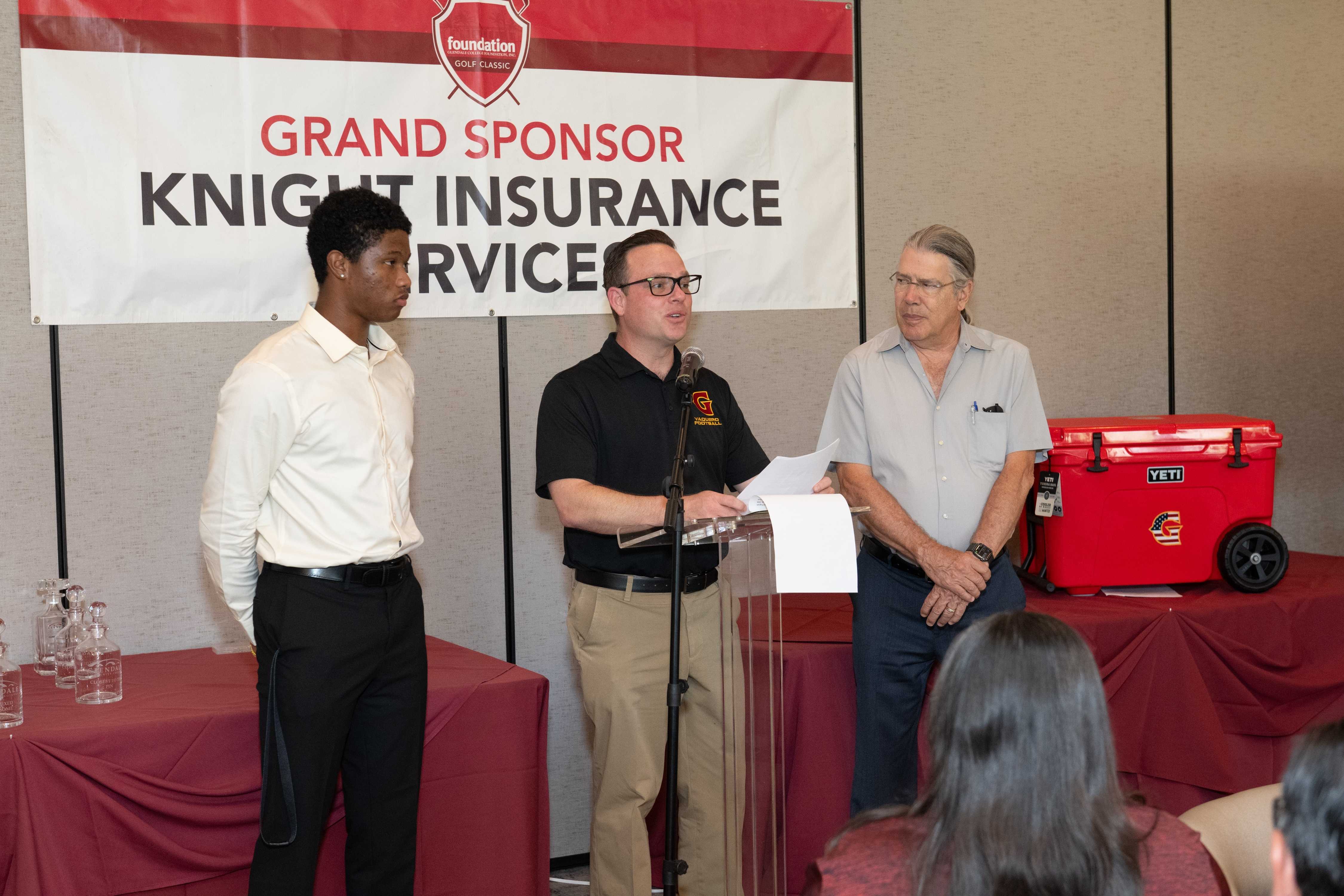 Dr. Ryan Cornner and Charles Bistagne presents the Bistagne Family Scholarship to Jackson Lyons, one of the highest regarded middle infield baseball prospects in California.