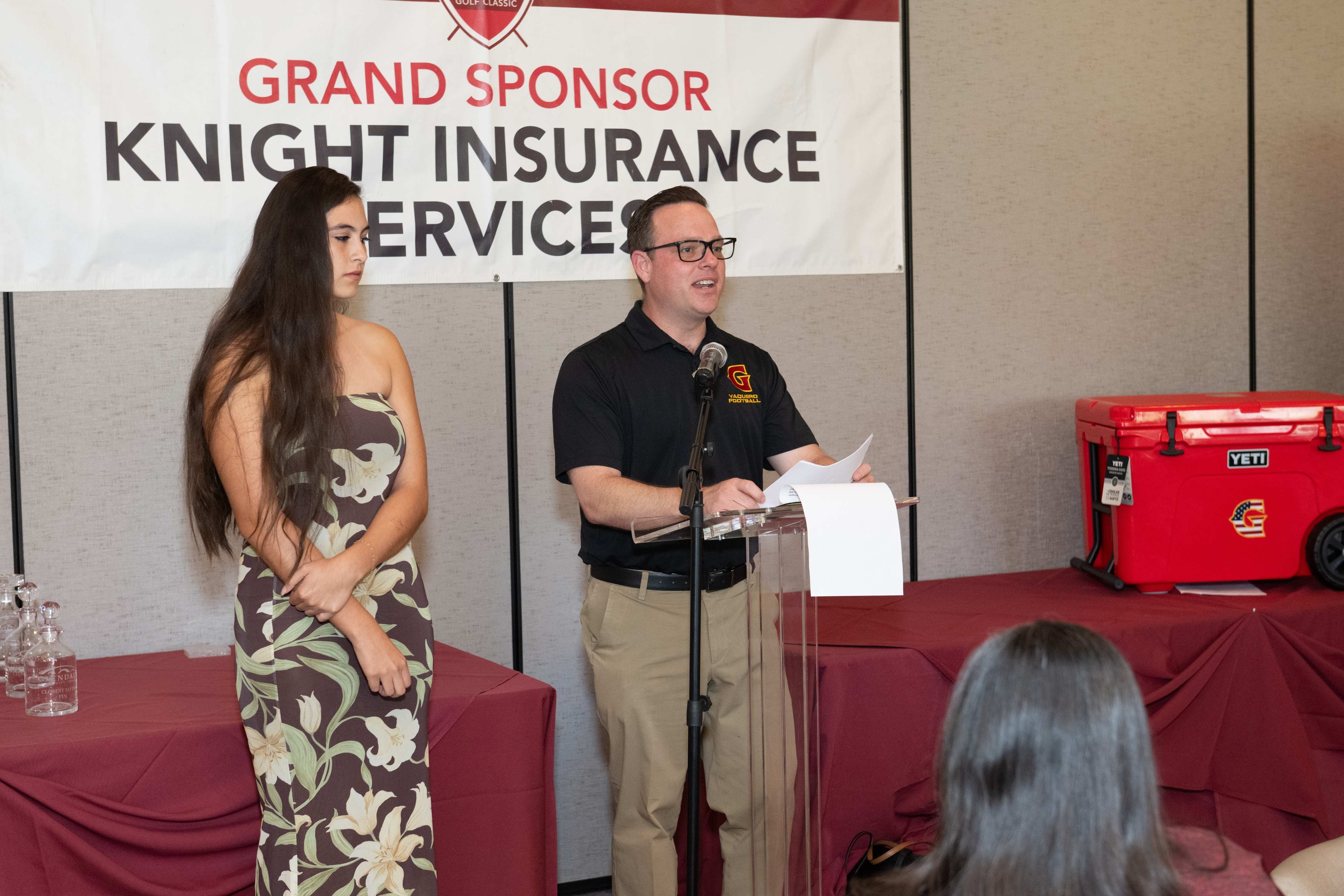 Dr. Ryan Cornner presents the Reinhard Family Scholarship to Azusena Lopez earned First Team All-Western State South Division Honors and was one of only six student-athletes in California nominated for JC All-American Outfielder. 