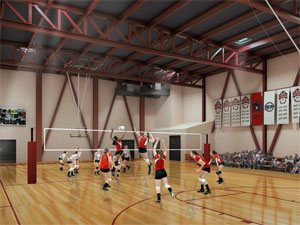 Interior view of auxiliary practice gym