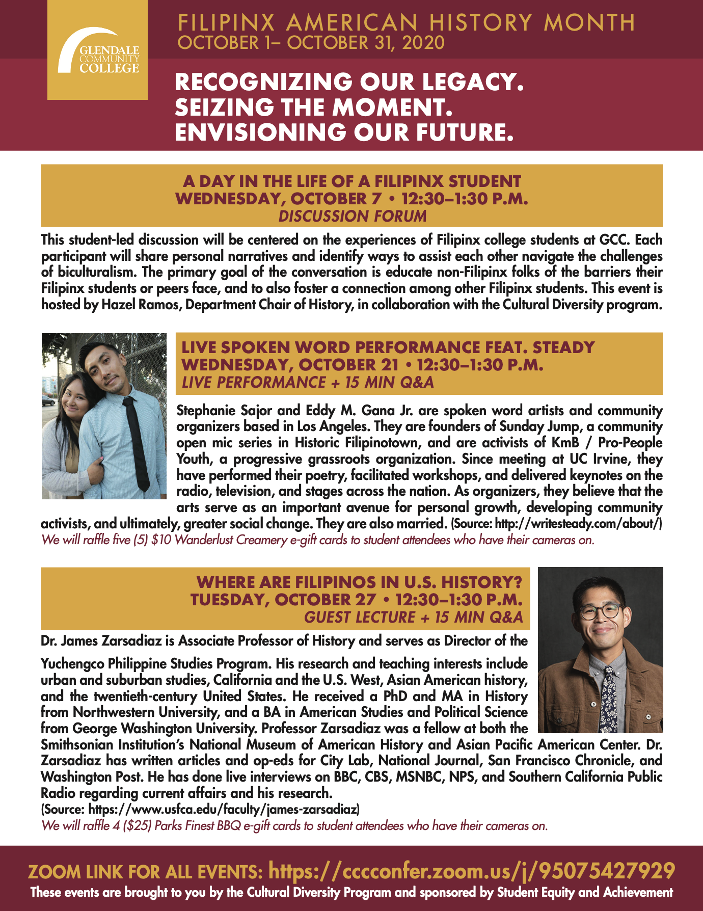 Fall 2020 Filipinx American History Month flyer