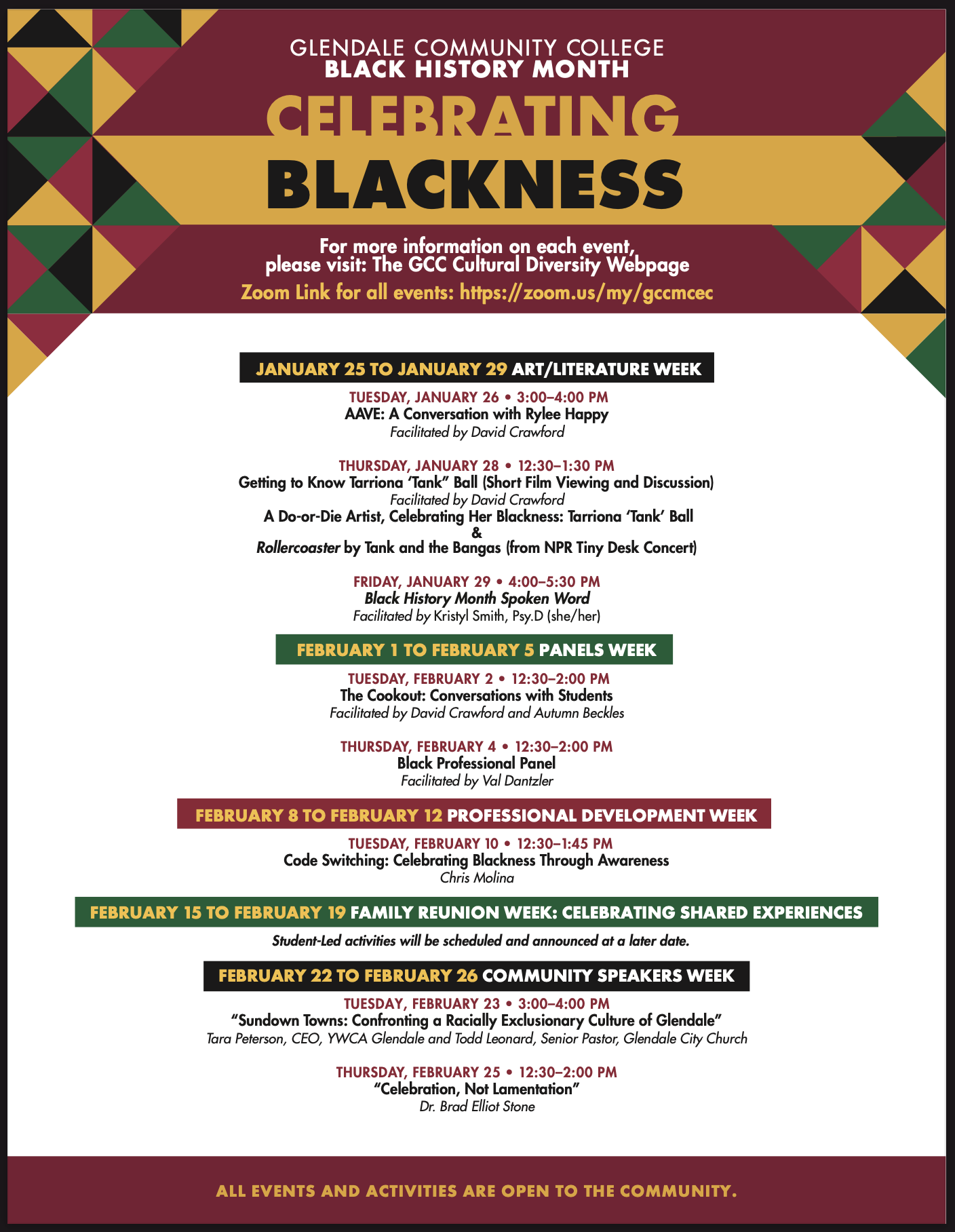 Black History Month Calendar of Events