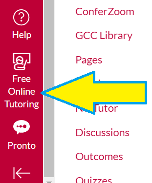 Click free online tutoring in Canvas