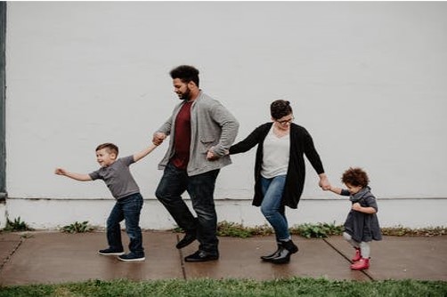 family walking