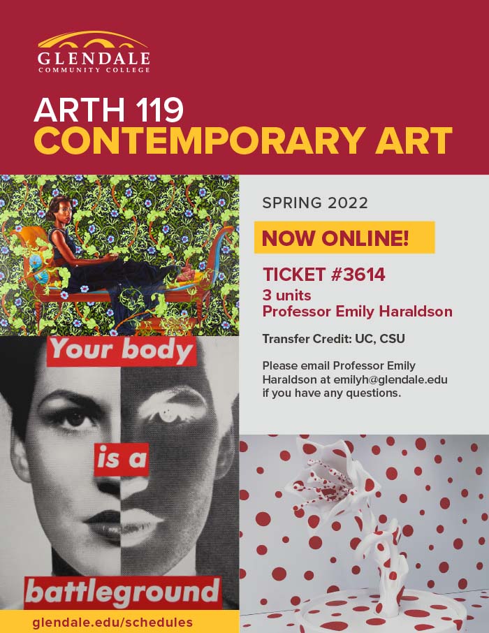 ARTH 119 Contemporary Art Online Spring 2022 flyer