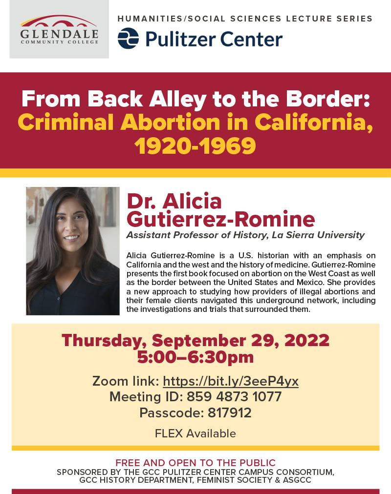 From Back Alley to the Border:  Criminal Abortion in California,  1920-1969 flyer