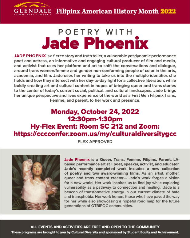 Poetry with Jade Phoenix flyer