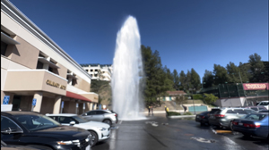 a fire hydrant in Lot A next to the Sierra Vista building was damaged sending a plume of water into the air and down the hill