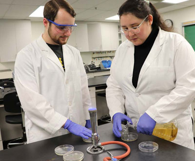 Biology students in lab