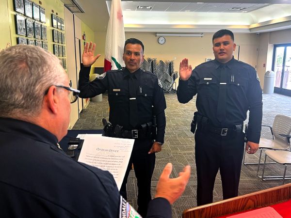 Chief Gary Montecuollo swore in two new officers on October 2.