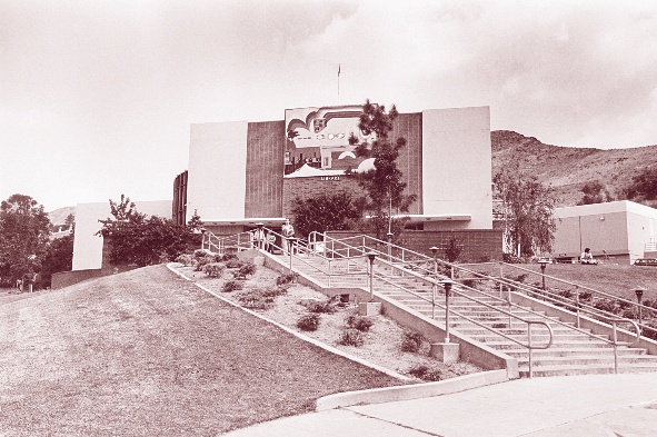 View of steps leading to Library building