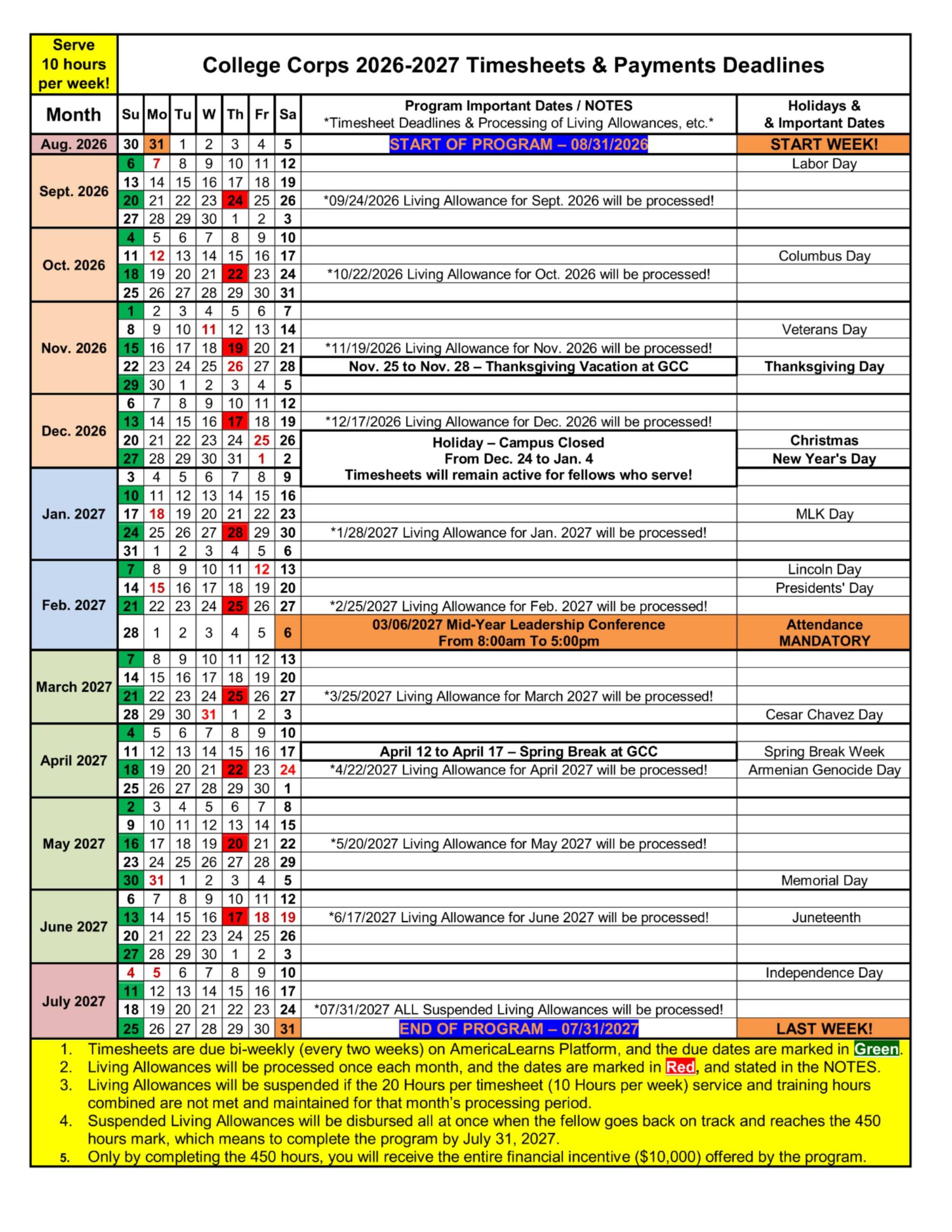 GCC College Corps Calendar 2026-27 (Timesheet & Payments) GCC College Corps Calendar 2026-27 (Timesheet & Payments)